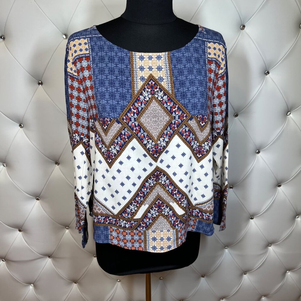 Divided H&M Bohemian Geometric Print Blouse Size 14